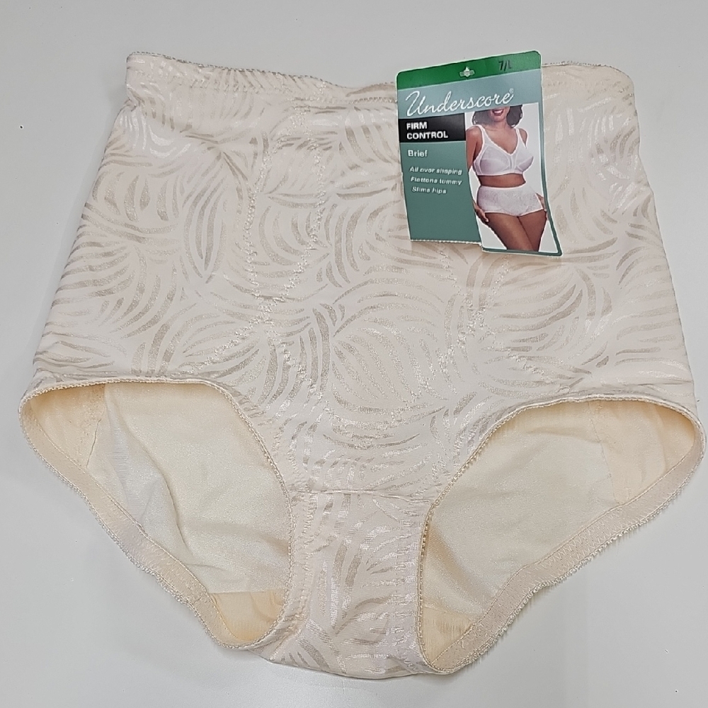 JCPenney Underscore Firm Control All Over Shaping Brief, Cream, Size 7 / L